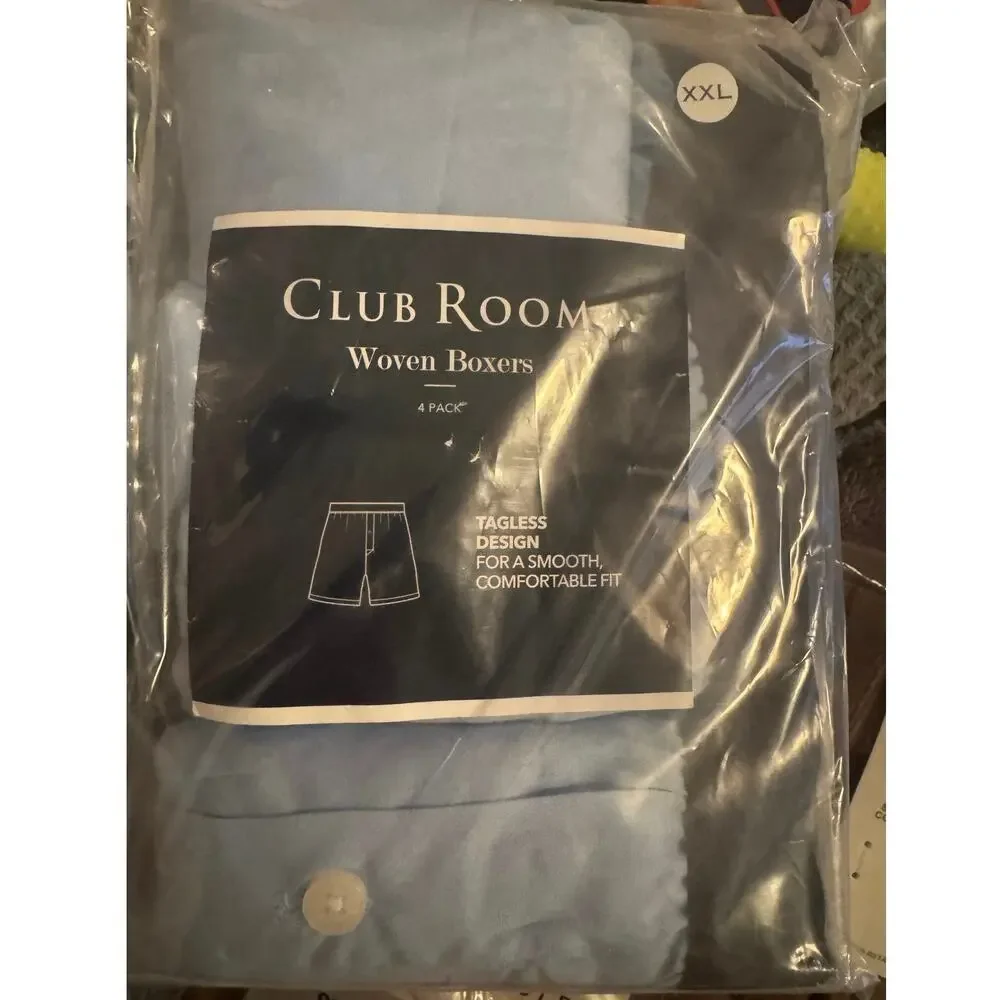 CLUB ROOM 4 Pack Cotton Boxers Skysail Blue XXL Boxer Shorts Underwear MSRP $50